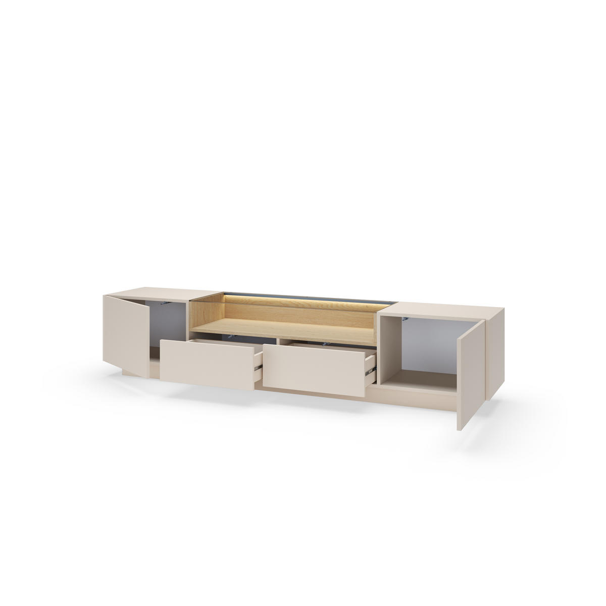 TV-SCHRANK: beige + cremona Eiche, 203 x 43,4 x 39,5 cm - Beige, Holzwerkstoff (203/43.4/39.5cm) - 3XE LIVING