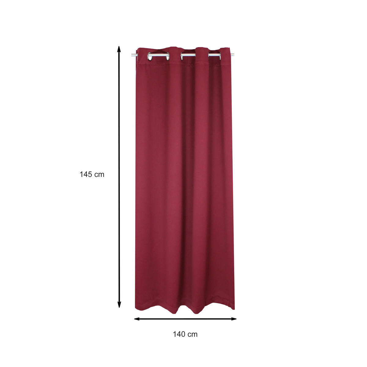 VERDUNKELUNGSVORHANG Ösen 140/145 cm Anthrazit - Bordeaux, Textil (140/145cm) - TiborTex