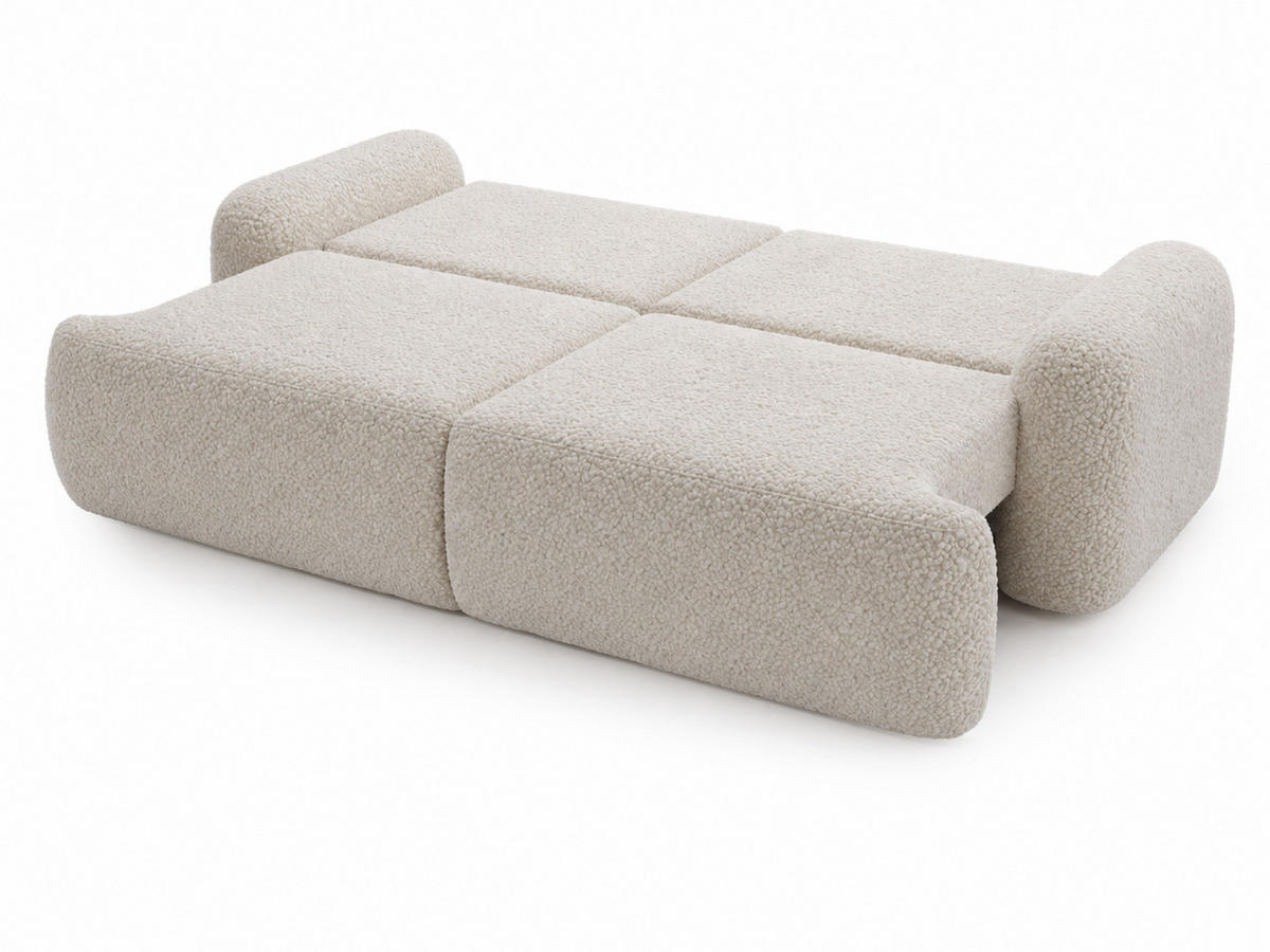 SOFA 260/106/81 Aurio Bouclé-Stoff Creme - Creme, Kunststoff/Textil (260/81/106cm) - Graingold