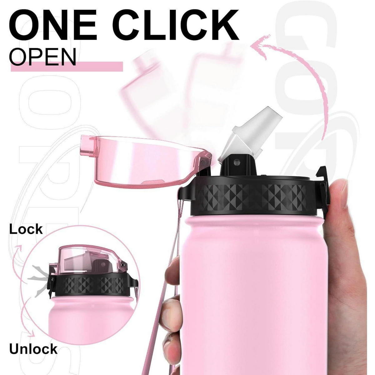 TRINKFLASCHE Edelstahl 1 Liter Rosa Weiß - Rosa, Metall (8/8cm)