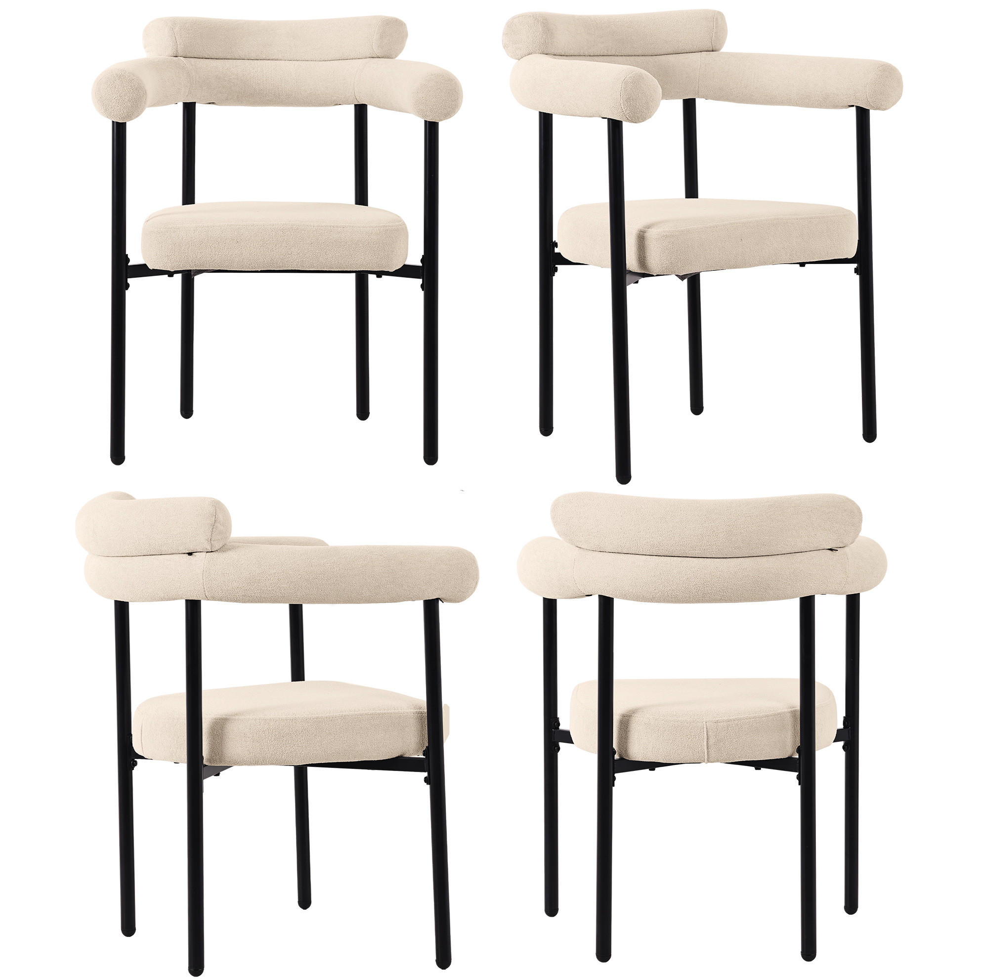 SESSEL ergonomisch ca. 70 x 62 x 84 cm Beige mit Eisenrohrgestell 4er-Set - Beige, Metall (62/84/70.1cm) - Meubliv