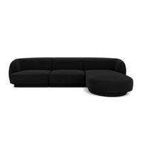 ECKSOFA rechts Miley aus Samt schwarz 4 Sitzplätze - Schwarz, Textil (156/255cm) - Micadoni