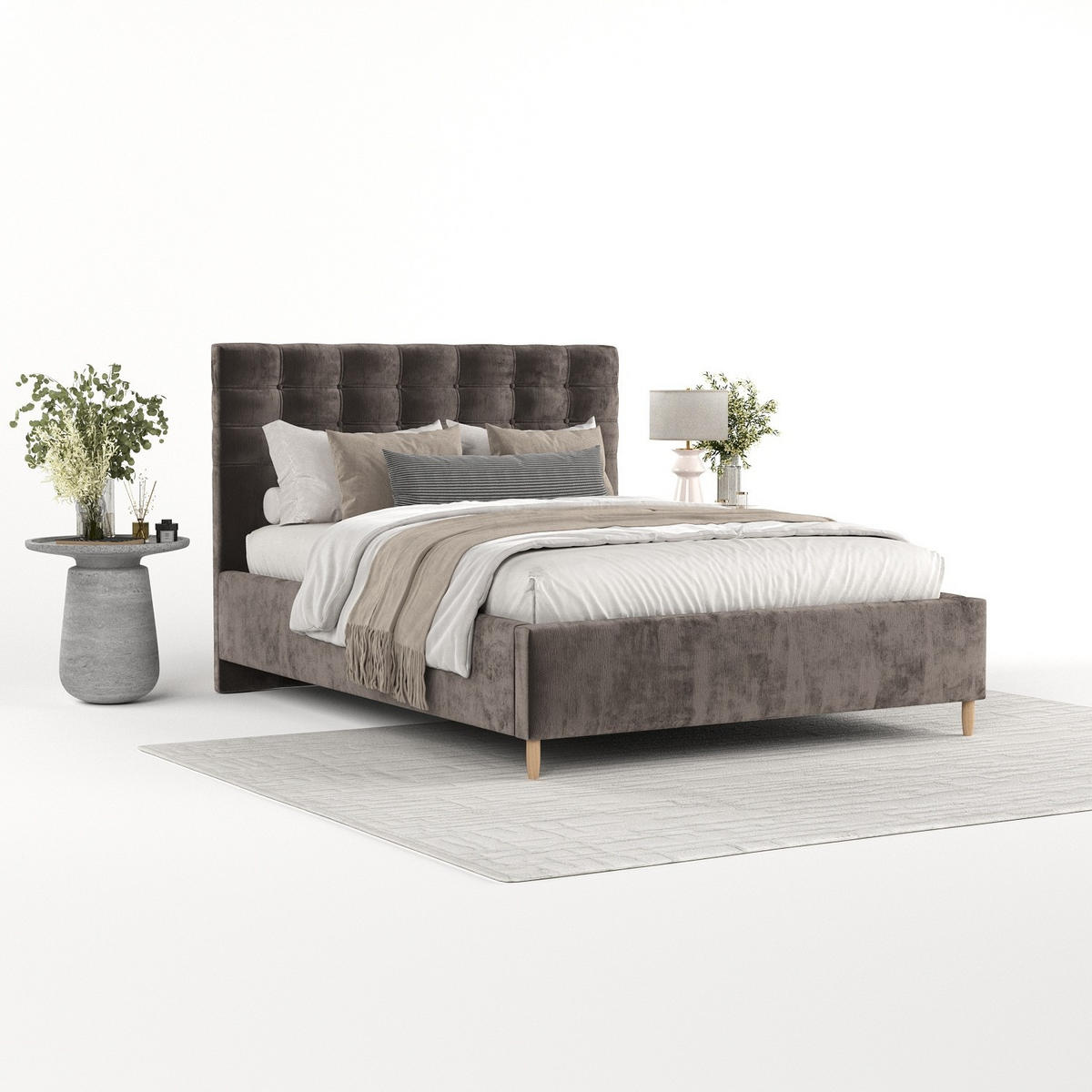 POLSTERBETT Soma 140/200 cm Braun im Lotta Stoff - Naturfarben/Braun, Holz/Holzwerkstoff (140/200cm) - AltaBeds