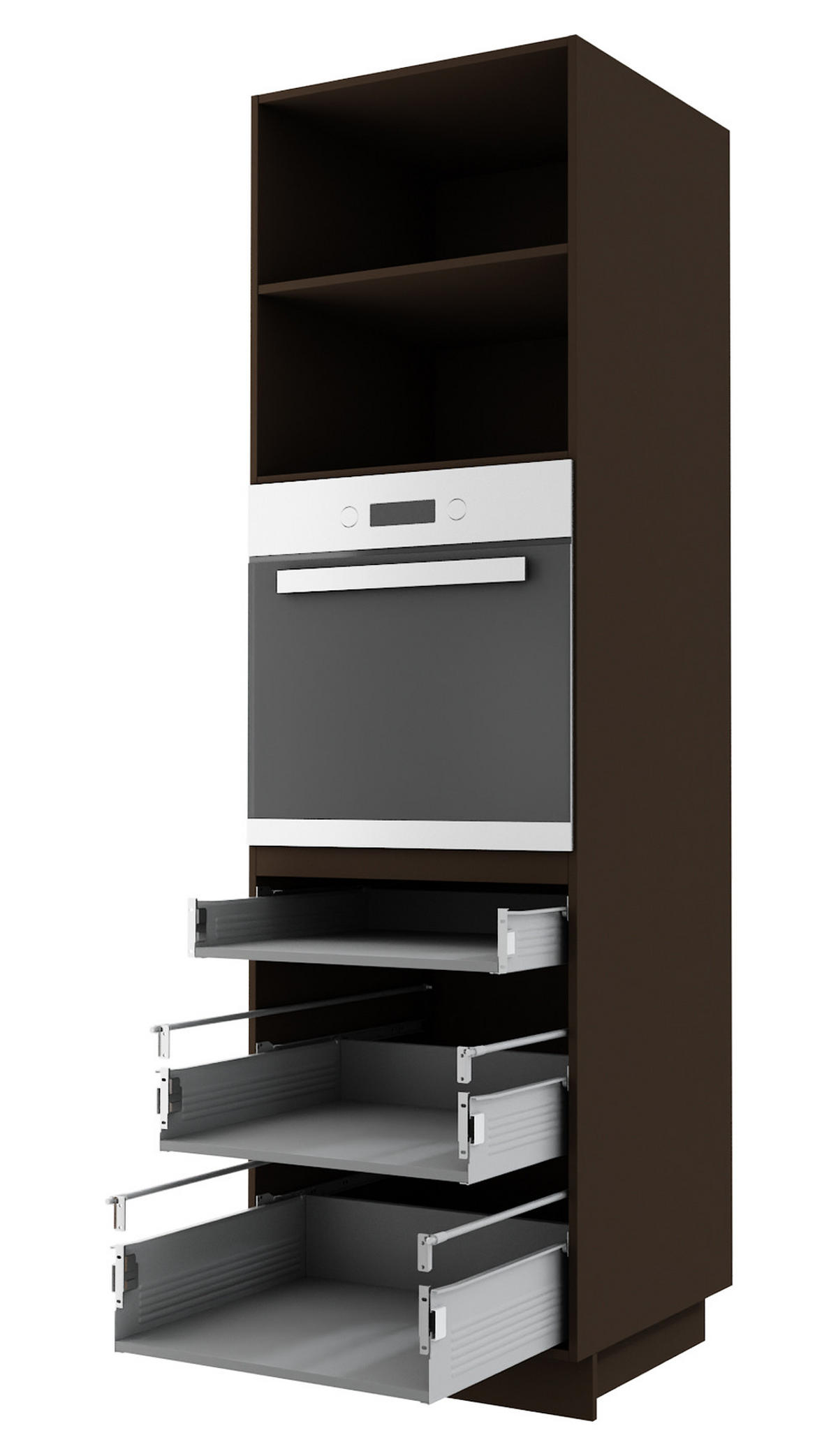 BACKOFEN-HOCHSCHRANK Kvantum D14/RU/3M Beige Matt / Lava Matt 60 / 59 / 207cm - Dunkelgrau/Beige, Holz/Holzwerkstoff (60/207/59cm) - Feldmann-Wohnen