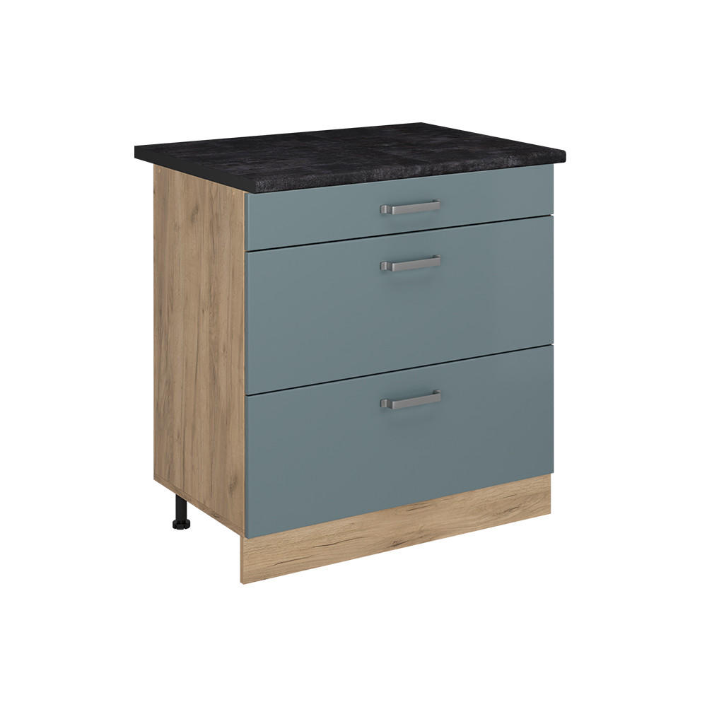 Vicco Küchenunterschrank Blaugrau, Eiche 80x81.6x60 cm