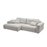 ECKSOFA XL MIKA Hellgrau Cord - Hellgrau/Schwarz, Kunststoff/Textil (296/167cm) - KAWOLA