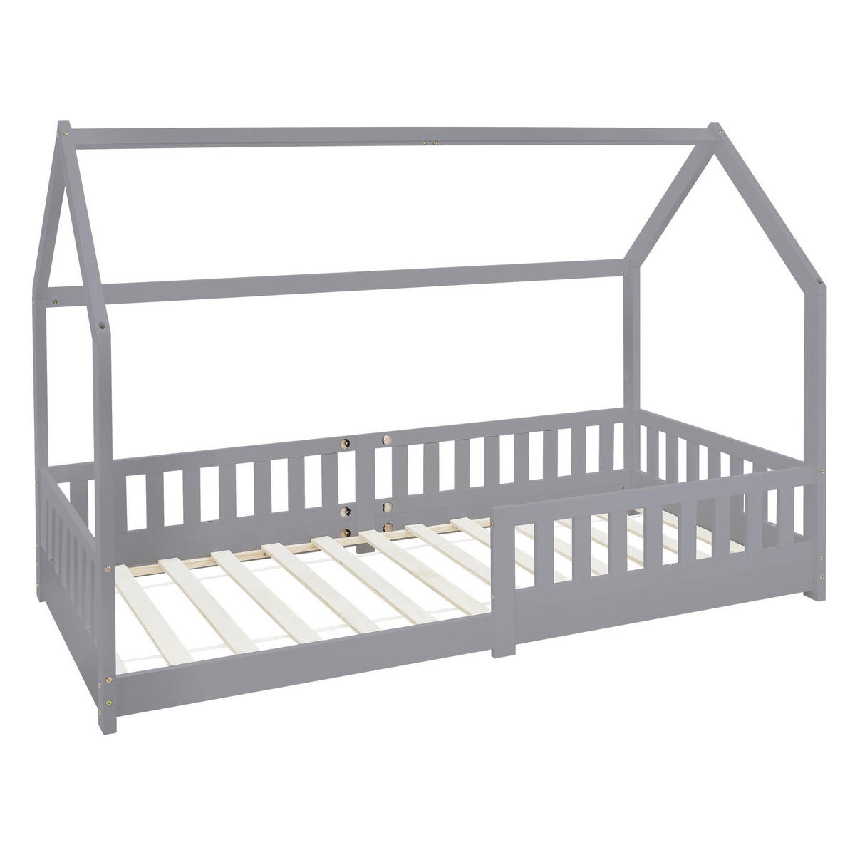 KINDERBETT mit Dach 90x200 cm Hellgrau - Hellgrau, Holz (90/200cm) - ML-DESIGN