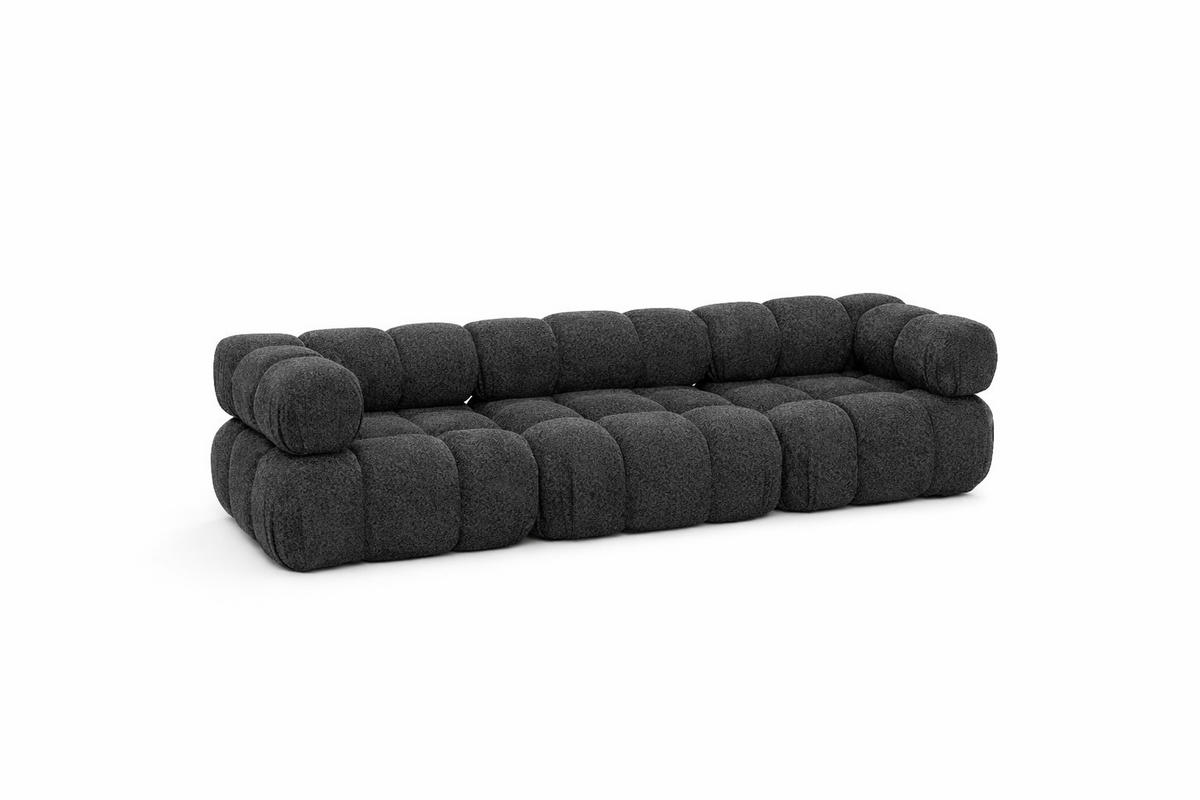 COUCH, 3-Sitzer Modular, Bouclé-Stoff Abriamo, Graphit, Selia - Graphitfarben, Holz (285/70/95cm) - Kaiser Möbel