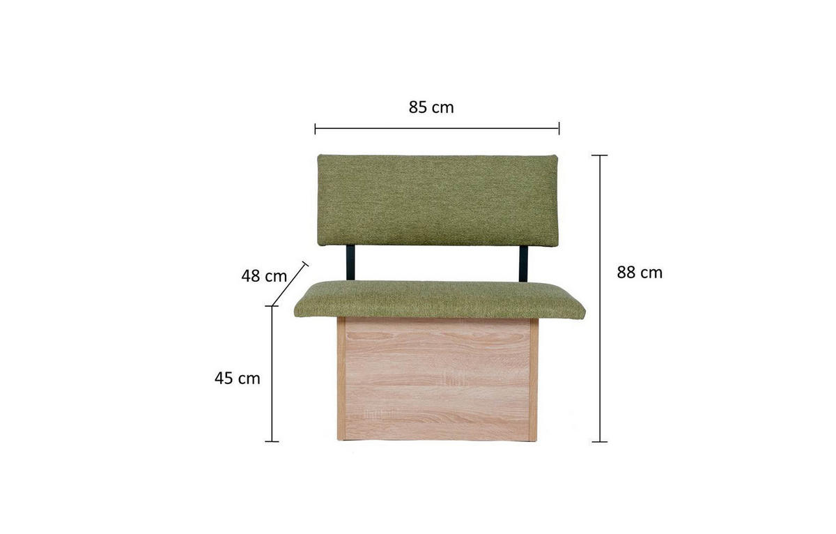 SITZBANK Das Raumwunder - Eichefarben/Grün, Holzwerkstoff/Textil (48/88/85cm) - Kundler Home