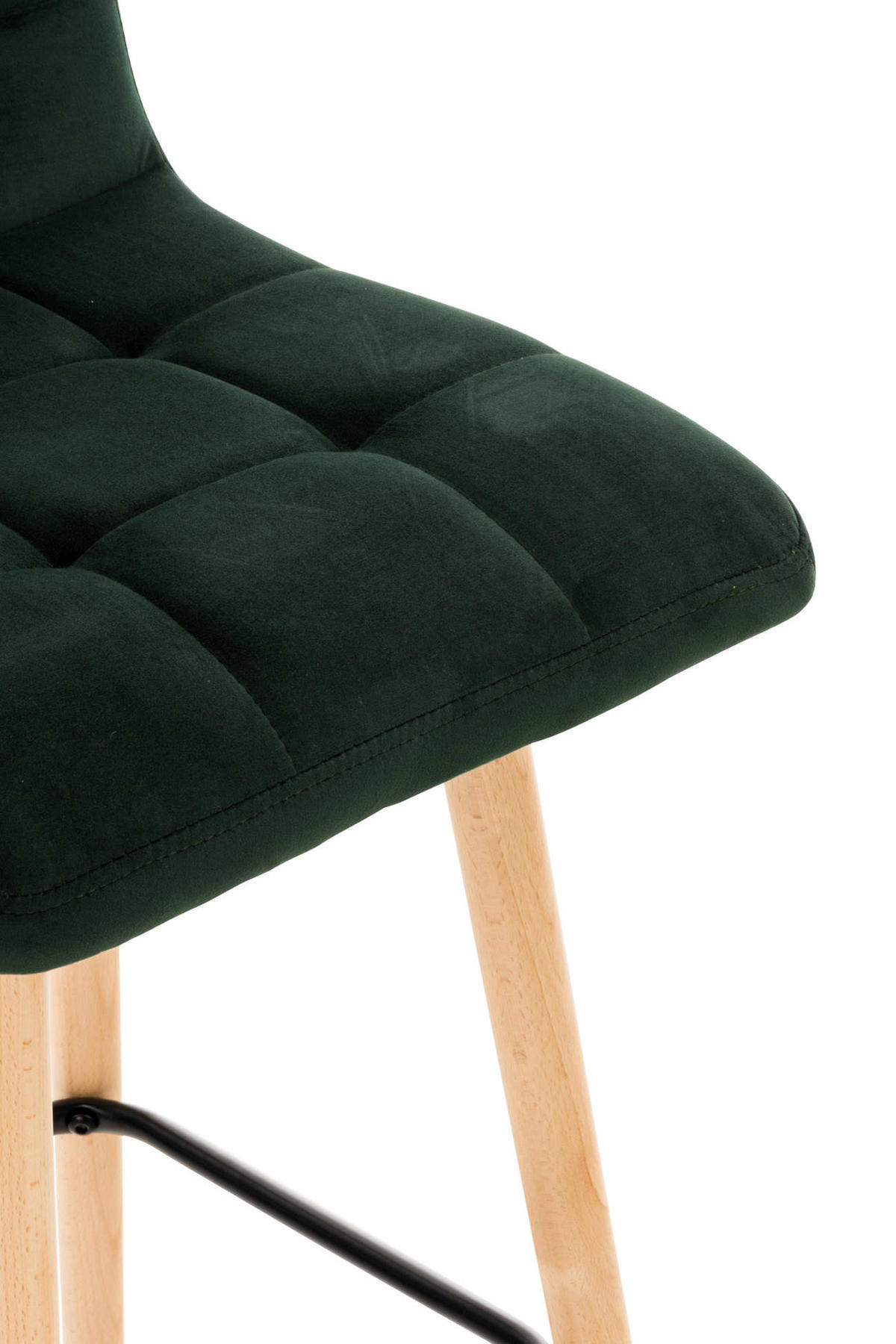 BARHOCKER Samt Grün - Eukalyptusholzfarben/Grün, Holz/Textil (42/94/49cm) - CLP