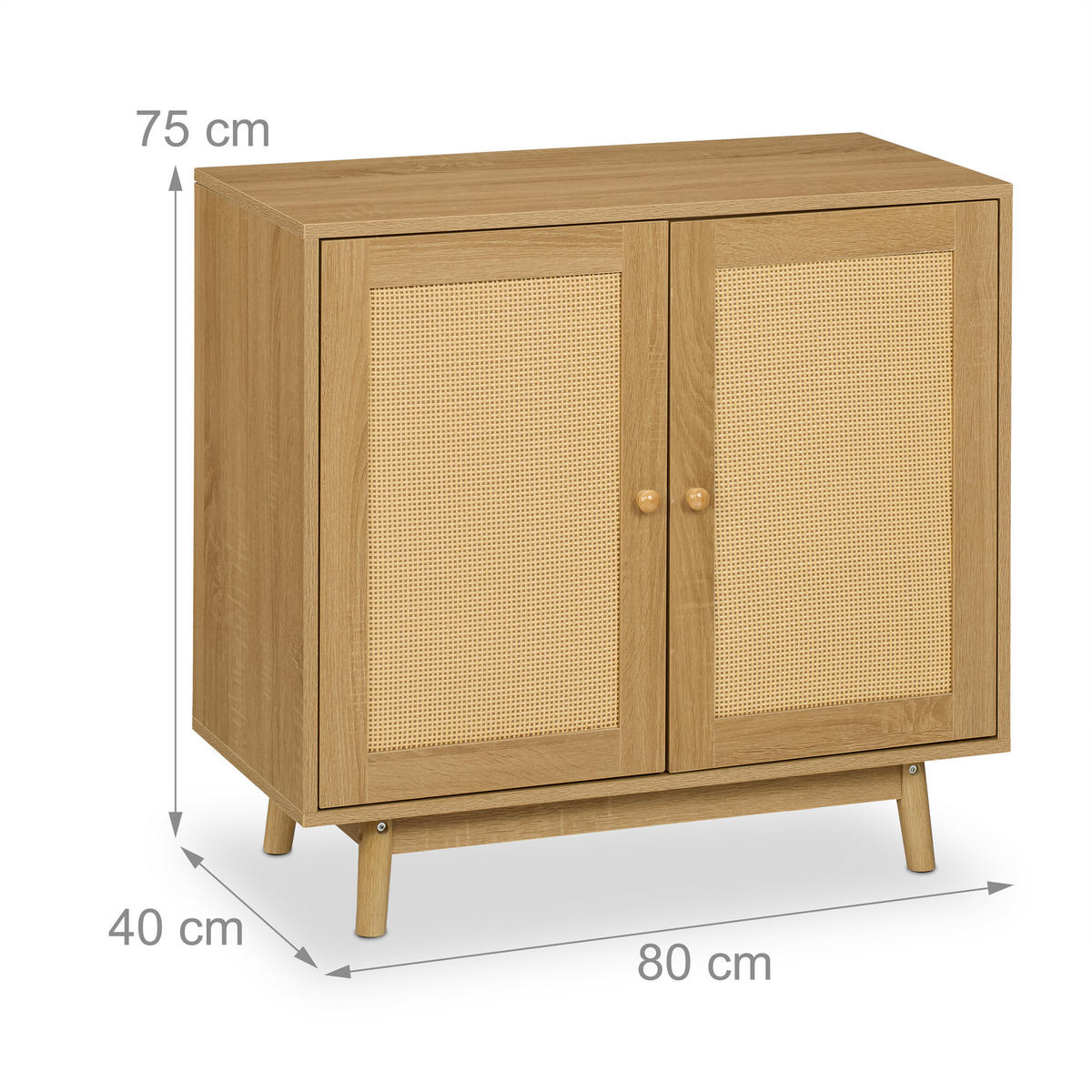 SIDEBOARD - Hellbraun, Holz/Holzwerkstoff (80/75/40cm) - Relaxdays
