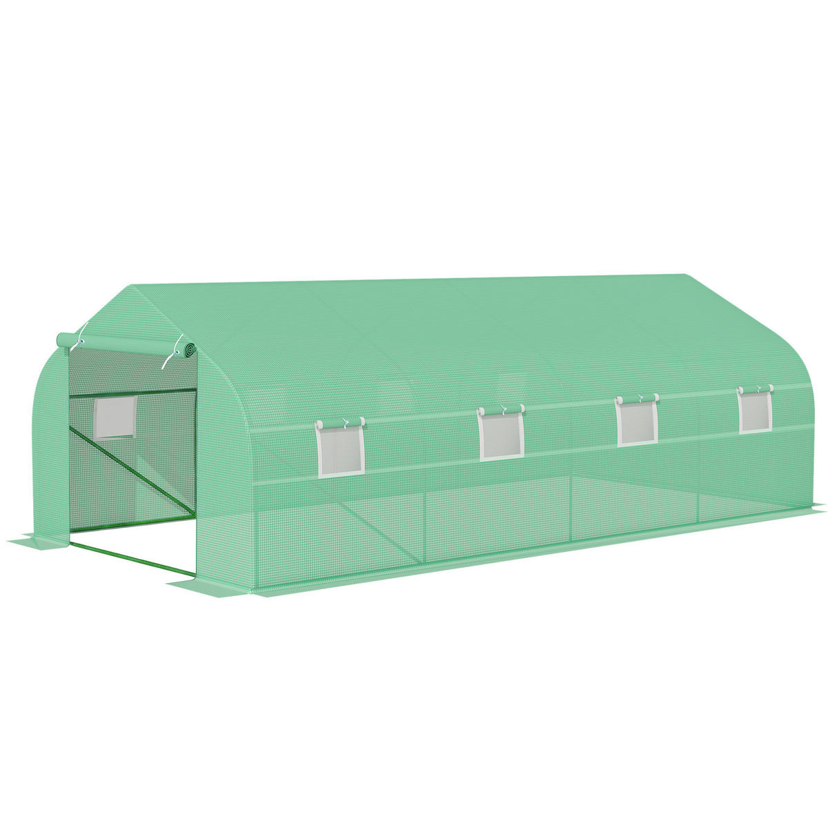 GEWÄCHSHAUS DE-05742 6x3x2 m, 8 Netzfenster, Rolltür Grün - Grün, Kunststoff/Metall (300/200/595cm) - ComfortXL