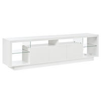 TV-SCHRANK 200/38/55 cm Weiß Hochglanz mit LED-App und 3 Türen - Weiß, Holzwerkstoff (200/55/38cm) - Oxeza