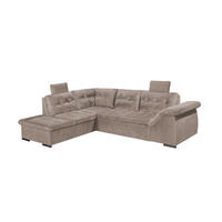 ECKSOFA mit Schlaffunktion und Bettkasten, verstellbare Armlehnen - Sandfarben, Textil (217/283cm) - ed exciting design