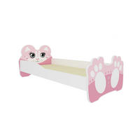 KINDERBETT Bear weiß / Motiv rosa Katze 88 / 164 / 63cm - Hellrosa/Weiß, Holz/Holzwerkstoff (80/160cm) - Feldmann-Wohnen