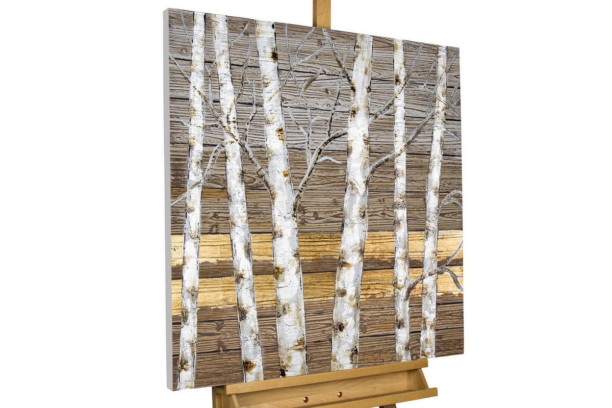 ACRYLBILD HANDGEMALT 80/80 cm - Beige/Goldfarben, Holz/Textil (1.6/80cm) - KUNSTLOFT