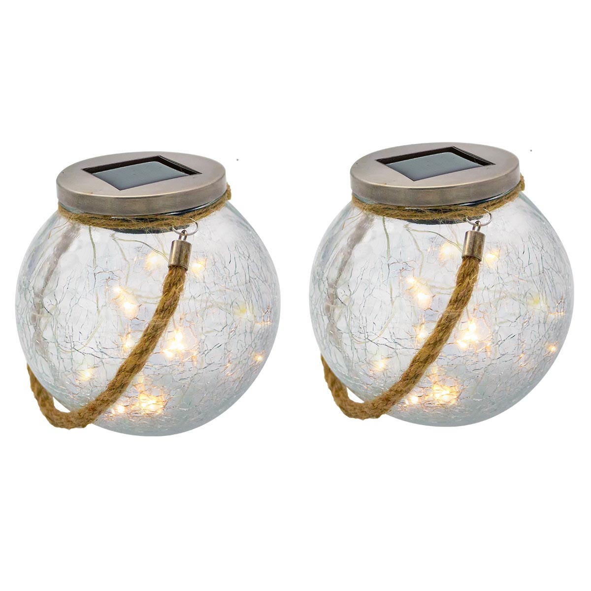 SOLARKUGEL 2er-set CRACK BALL CORD transparent - Transparent, Glas (11/11/13cm) - Lumisky