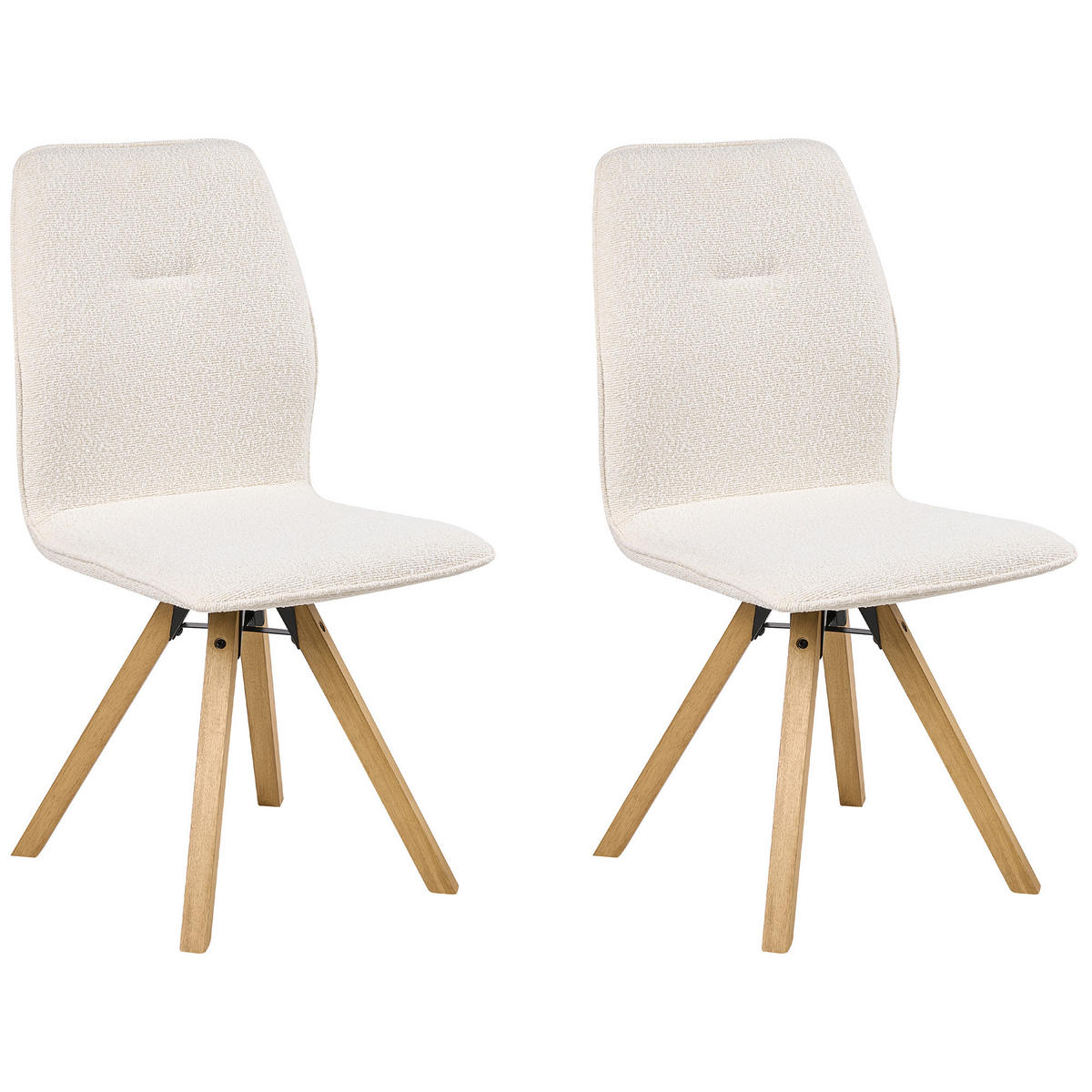 ESSZIMMERSTUHL 2er-Set drehbar Bouclé Cremeweiß Alkali - Weiß, Textil (64/94/63cm) - Beliani