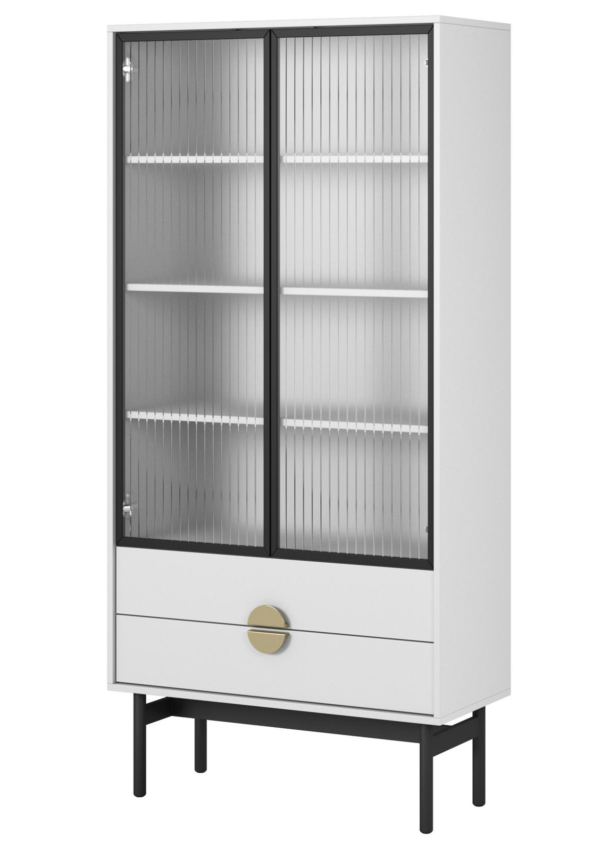 VITRINE Stoon Weiß 175 cm - Goldfarben/Schwarz, Holzwerkstoff/Metall (85.5/179/41cm) - Selsey