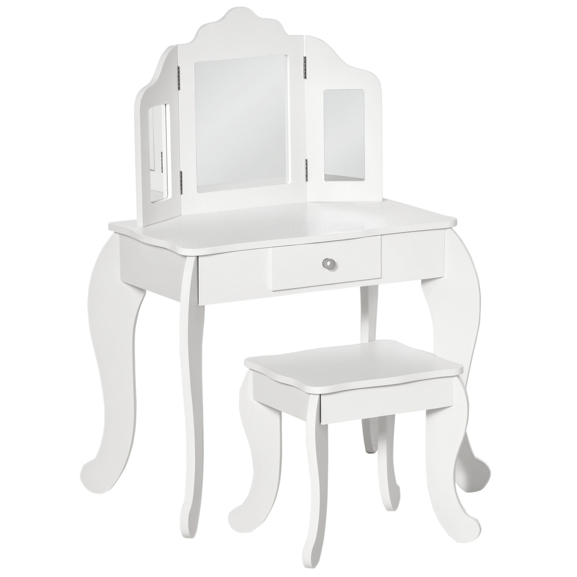 KINDERSCHMINKTISCH DE-18627 2-in-1 mit Triptychonspiegel Weiß - Weiß, Holzwerkstoff (40/85.5/63cm) - ComfortXL
