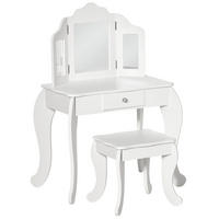 KINDERSCHMINKTISCH DE-18627 2-in-1 mit Triptychonspiegel Weiß - Weiß, Holzwerkstoff (40/85.5/63cm) - ComfortXL