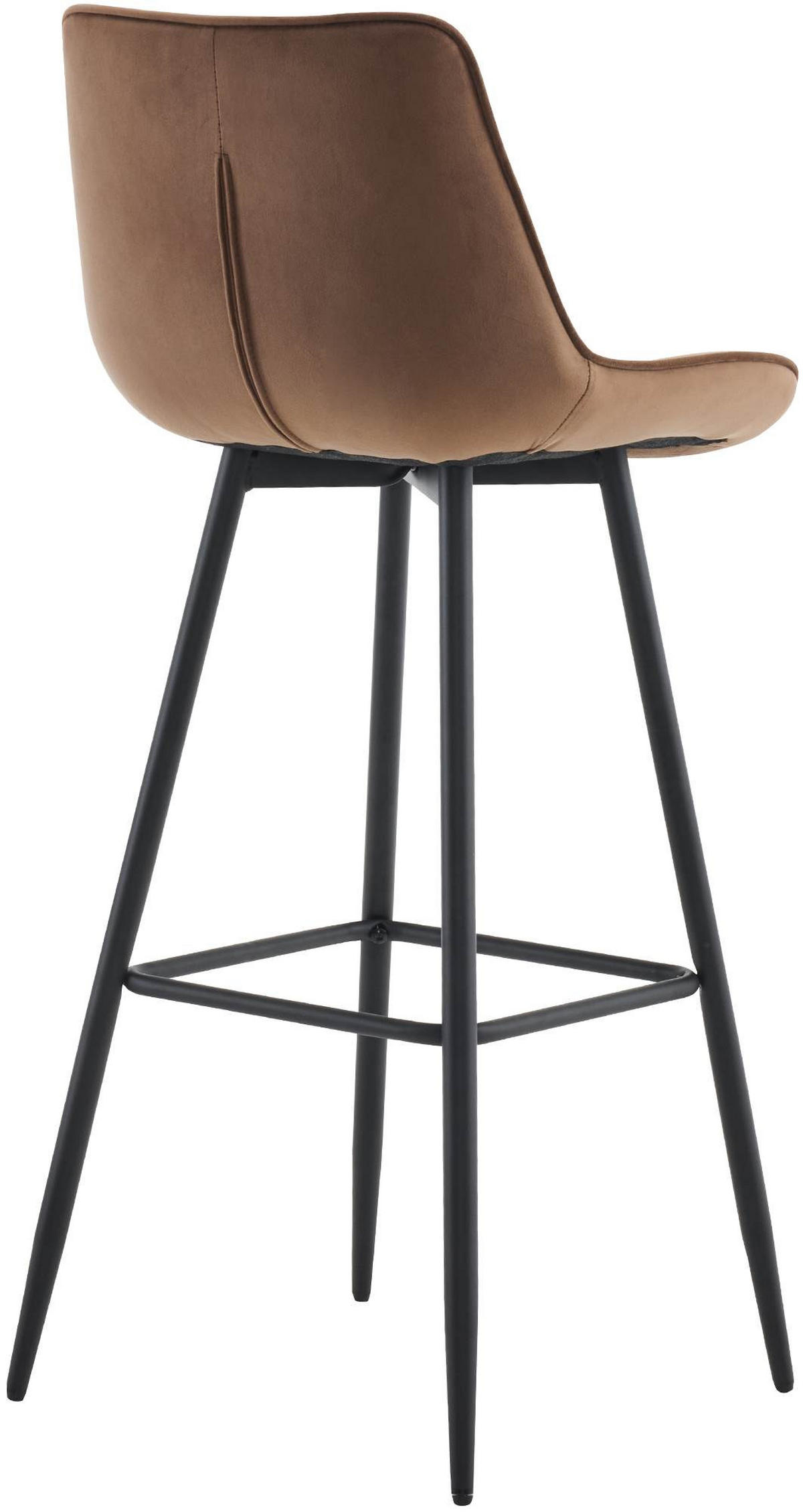 BARHOCKER 2er Set Samt braun - Schwarz/Braun, Textil/Metall (47/106/52cm) - CLP