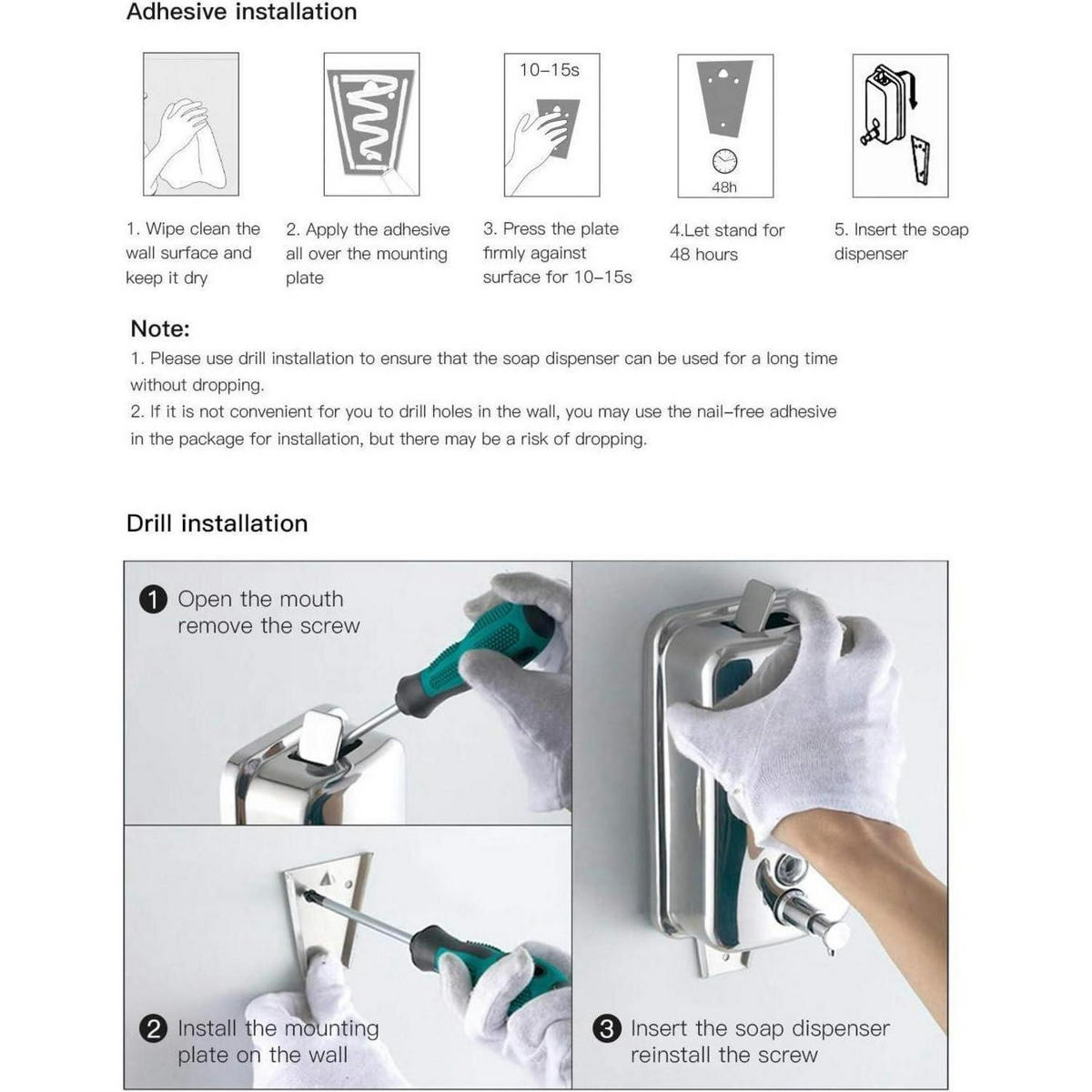 SEIFENSPENDER Wandmontage Edelstahl 500ml poliert - Silberfarben, Metall (6.2/15.4/9.9cm)