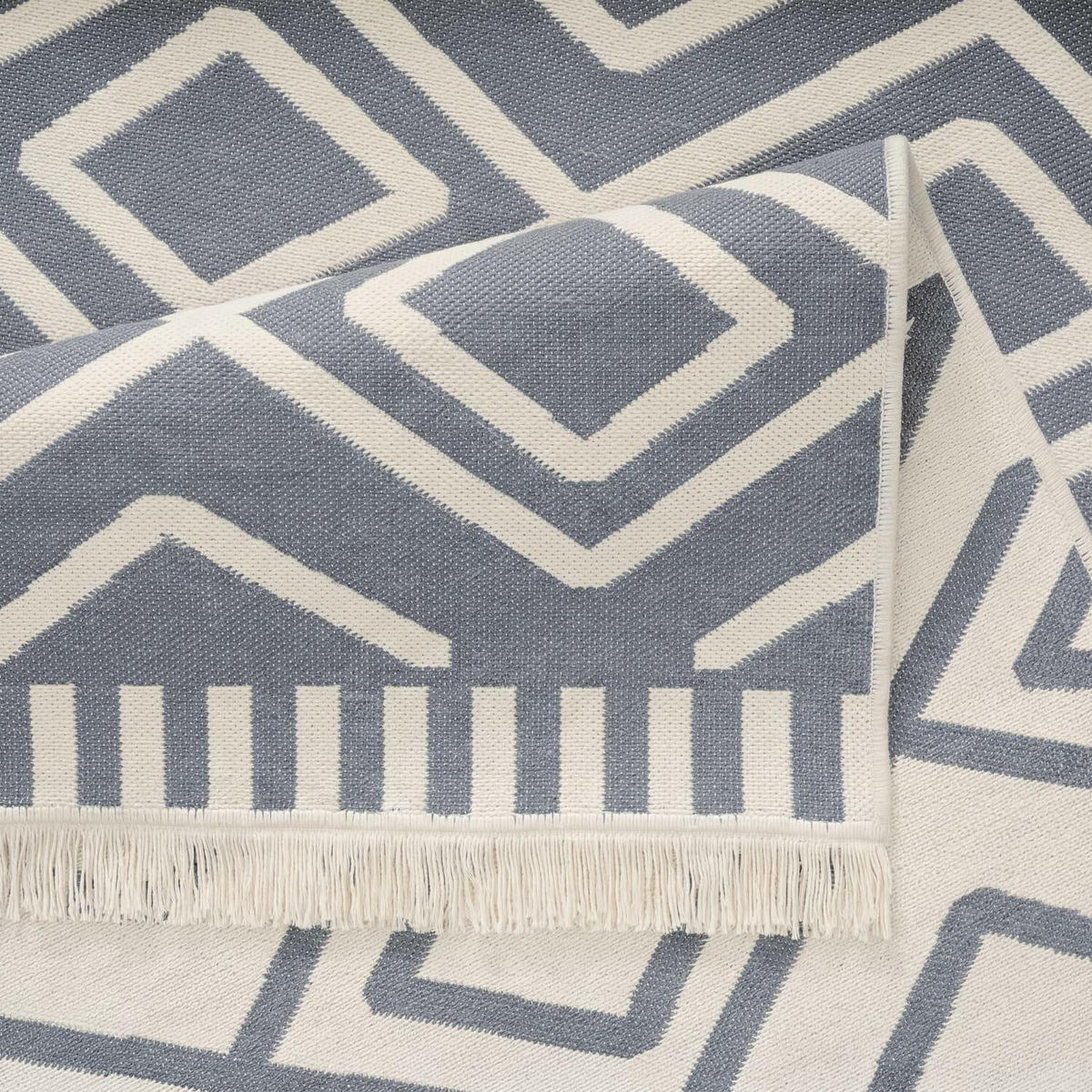 KURZFLOR-TEPPICH SKANDI KILIM 148 GRAU 140X200 - Grau, Naturmaterialien (140/200cm) - Paco Home