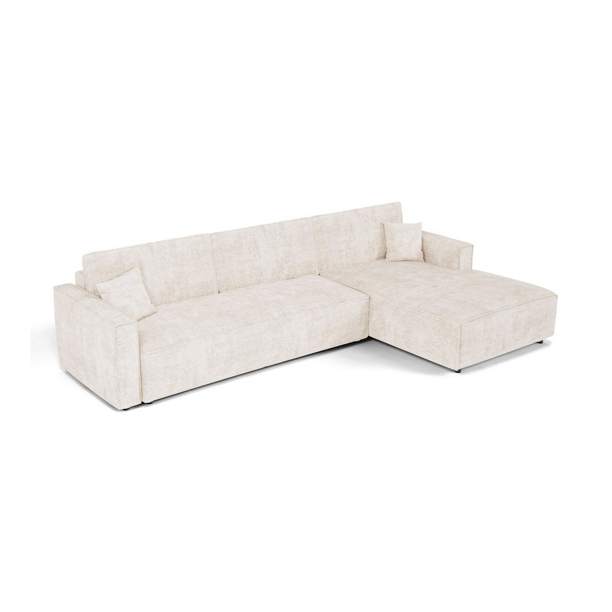 ECKSOFA rechtwinklig Cord Creme 297cm - Creme, Textil (297/167cm) - Premium Interiors