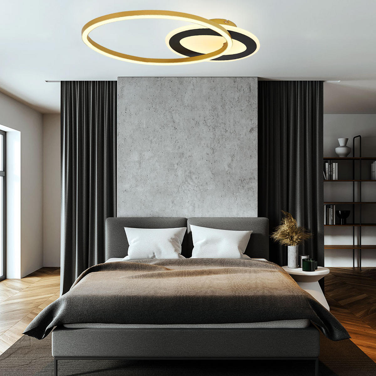 LED DECKENLEUCHTE SILLA I Schwarz Gold - Goldfarben, Metall (53/23.5/7cm) - Globo Lighting