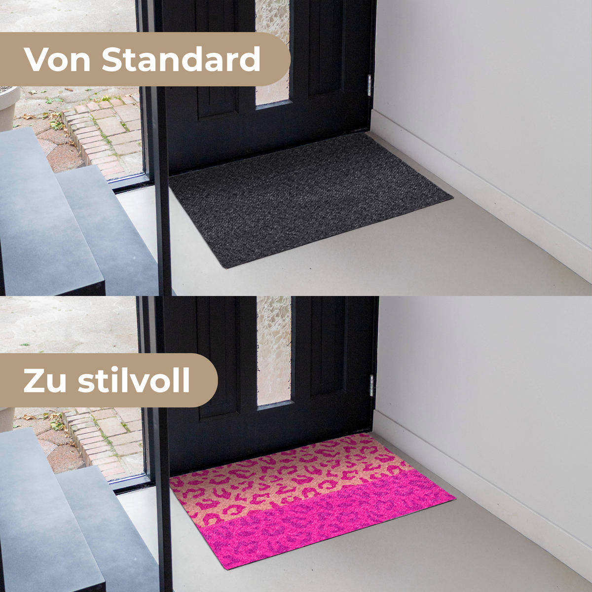 ROHOŽKA Potlač pantera - Ružová - Zvieracia potlač - Minimalistická 90x60 cm - pink, plast (90/0.4cm) - MuchoWow