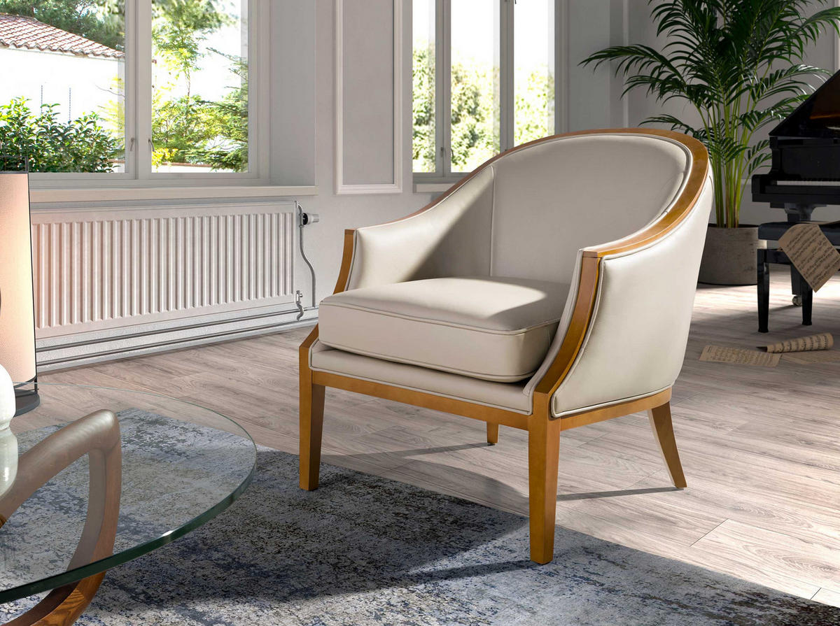 SESSEL Sandfarbe Honig 74/81/84 cm - Sandfarben/Honig, Leder (74/84/81cm) - ANGEL CERDA