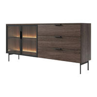 SIDEBOARD - 181.3cm x 39.3cm - MDF - naturfarben dunkel - FOGLERI - Naturfarben, Holz (181.3/82.6/39.3cm) - Vente-Unique