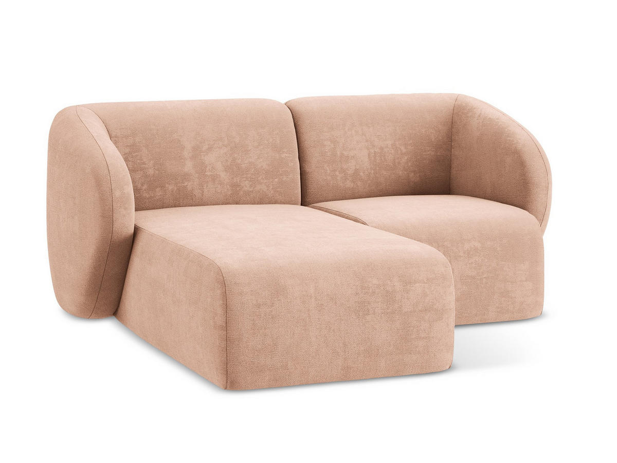 ECKSOFA Links Chenille Stoff Pink - Koralle/Schwarz, Holzwerkstoff/Kunststoff (178/166cm) - Makamii