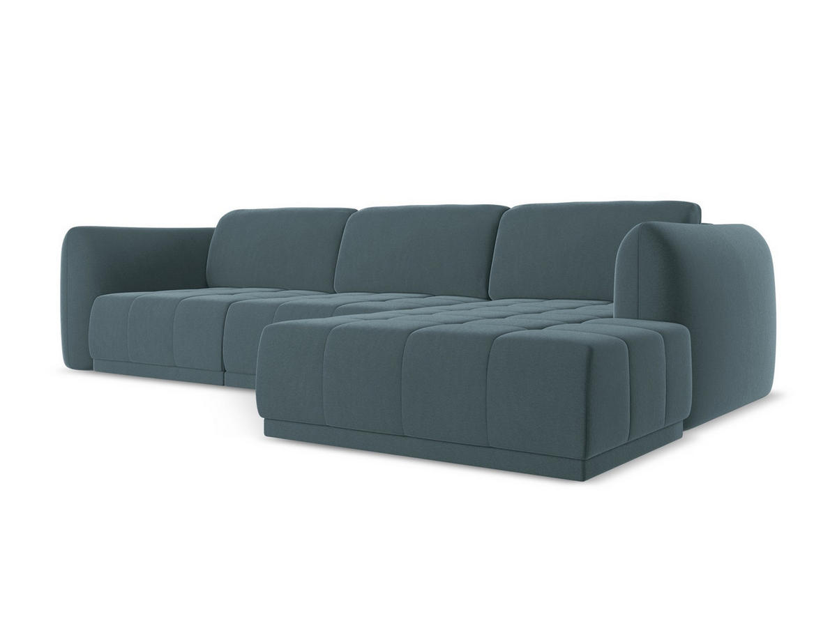 ECKSOFA Rechts Samt Stoff Blau - Blau/Petrol, Kunststoff/Textil (290/170cm) - Makamii