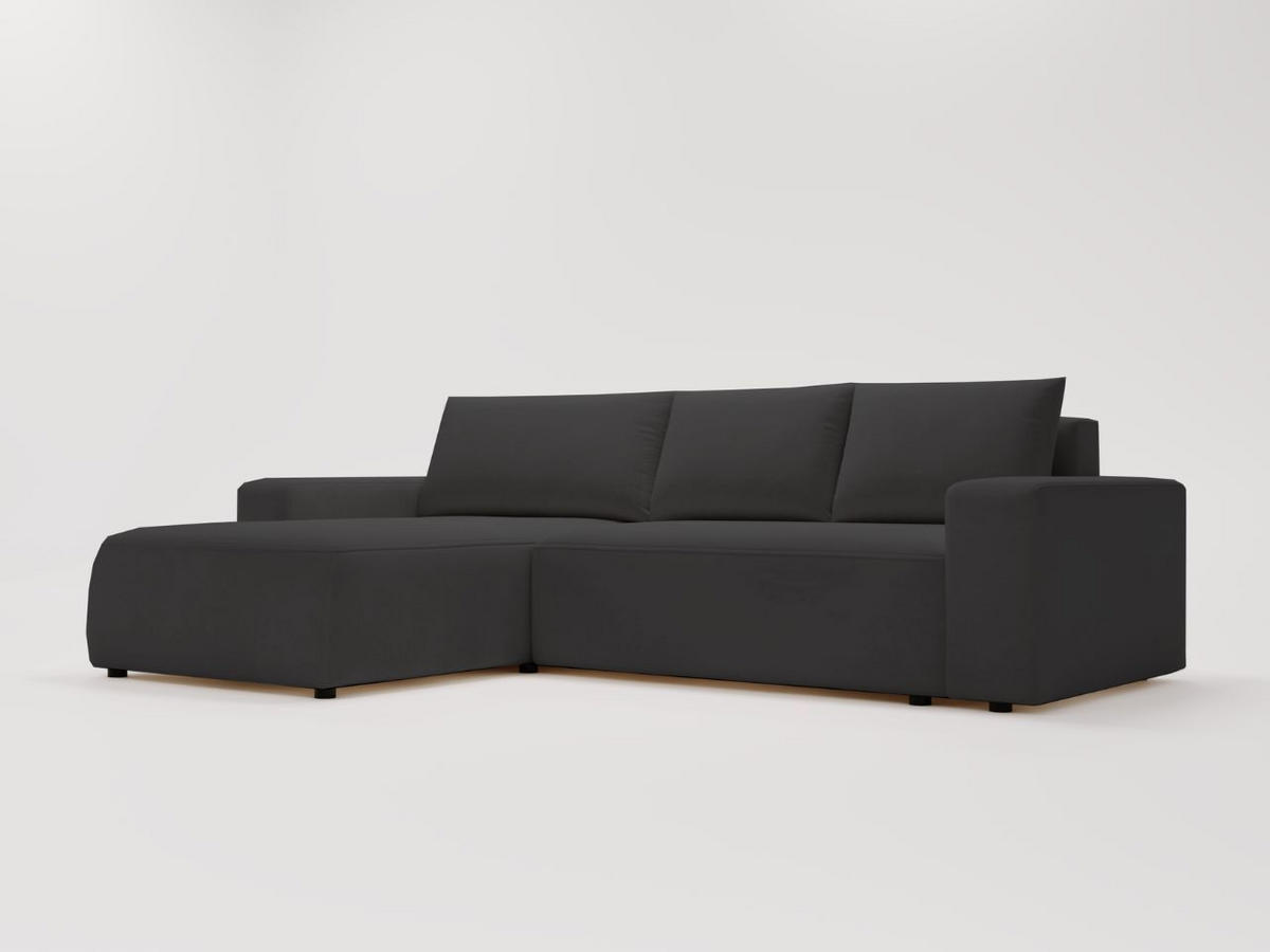 ECKSOFA Tazones Schwarz Links - Schwarz, Holz/Kunststoff (250/165cm) - Graingold