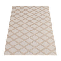 KURZFLORTEPPICH Waschbar, mit Rautenmuster, Beige, 160 x 220 cm - Beige, Textil (160/220cm) - KADIMA DESIGN