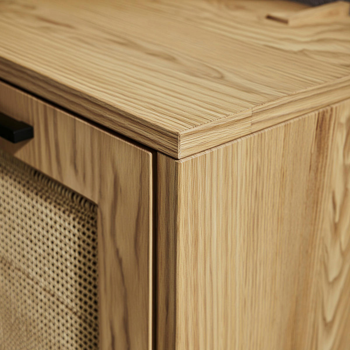 WASCHBECKENUNTERSCHRANK Eiche-Optik 60x60x40 cm mit Tür, Schubladen und Rattangeflecht - Schwarz/Braun, Holzwerkstoff/Metall (60/60/40cm) - KADIMA DESIGN
