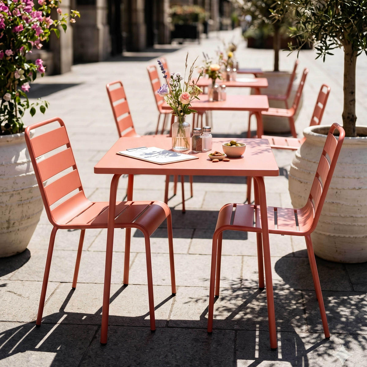GARTENTISCH , Lehm - Pink, Metall (70/70/72cm) - Oviala