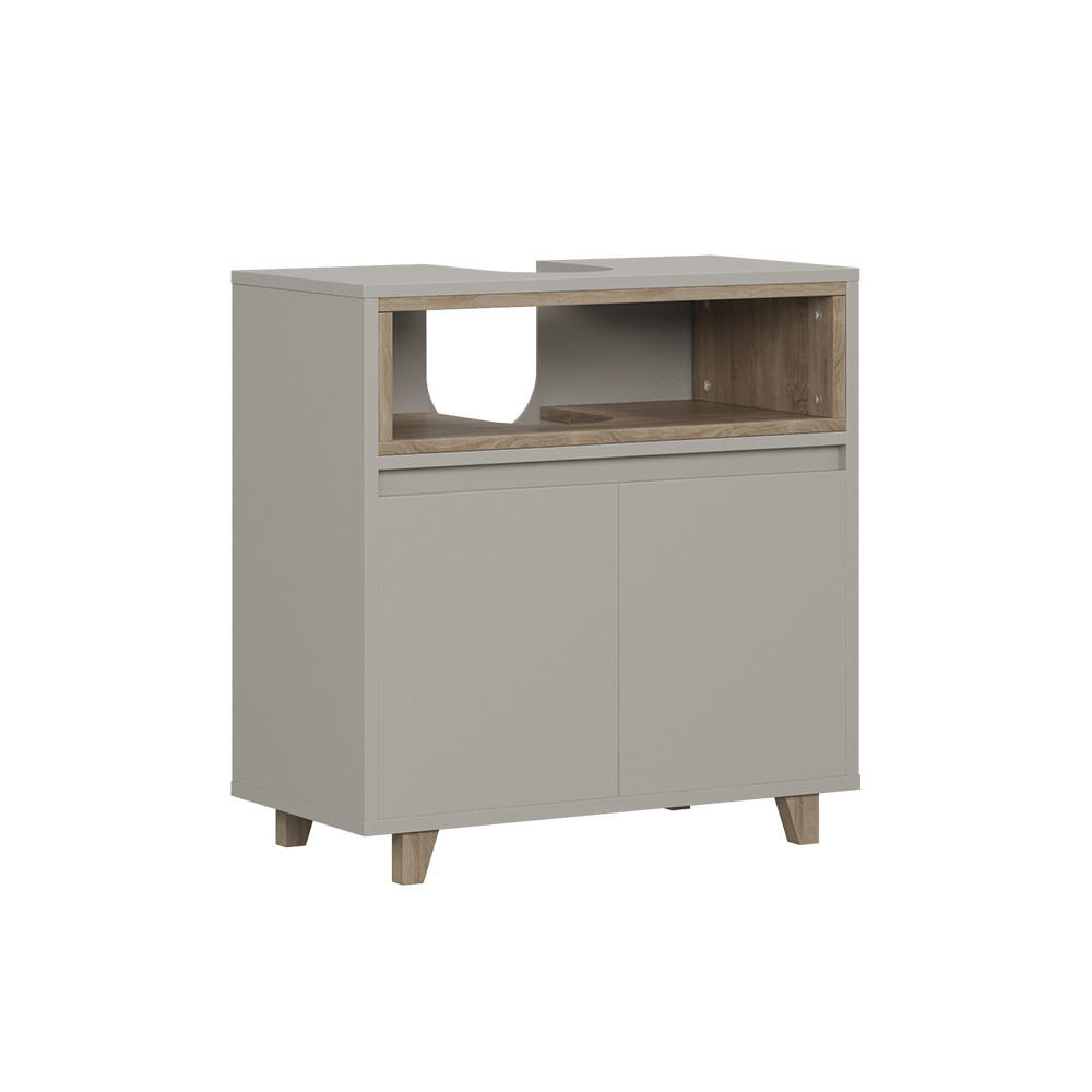 WASCHBECKENUNTERSCHRANK Elnor Greige/Eiche 60 x 61 cm mit 2 Türen - Greige/Eichefarben, Holzwerkstoff (60/61/30cm) - Vicco