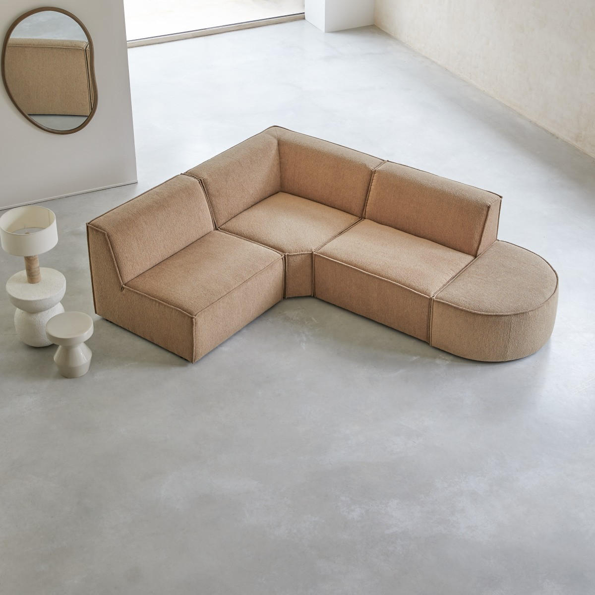 SOFA Dario Braun aus Stoff - Braun, Textil (259/198cm) - Tikamoon