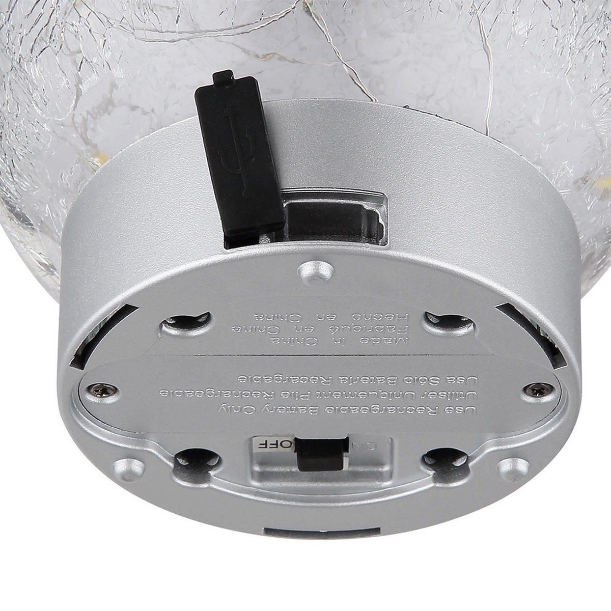 LED TISCHLEUCHTE SOONA Silber Glas Crackle - Silberfarben, Glas (12/12/13.5cm) - Globo Lighting