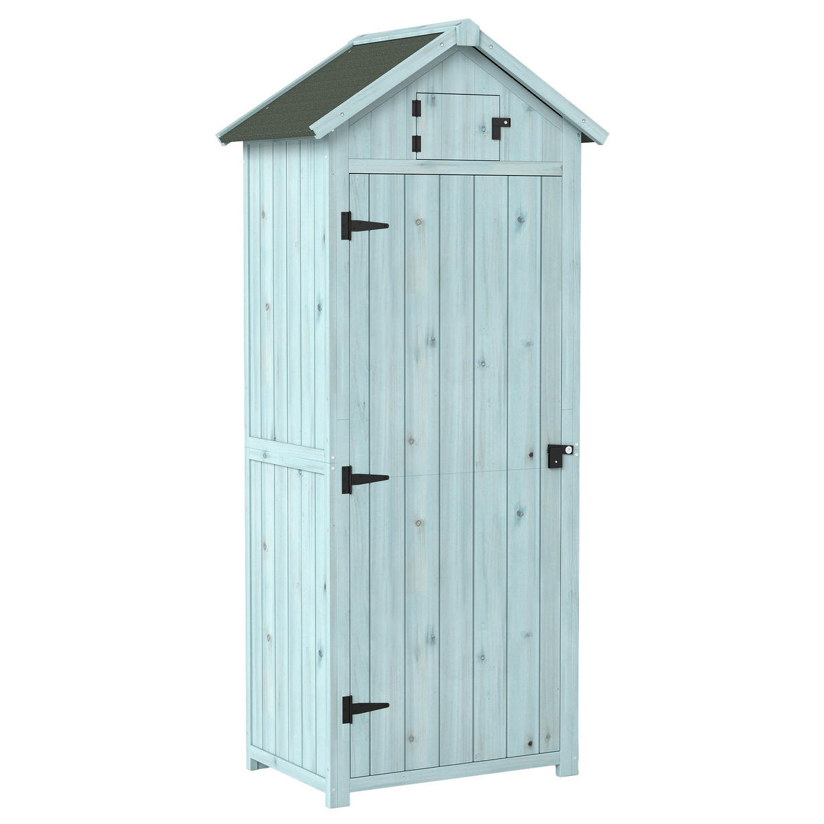 GERÄTESCHUPPEN DE-17600 3 Böden, 2 Türen mit Bitumendach Blau - Hellblau, Holz (77/179/54cm) - ComfortXL