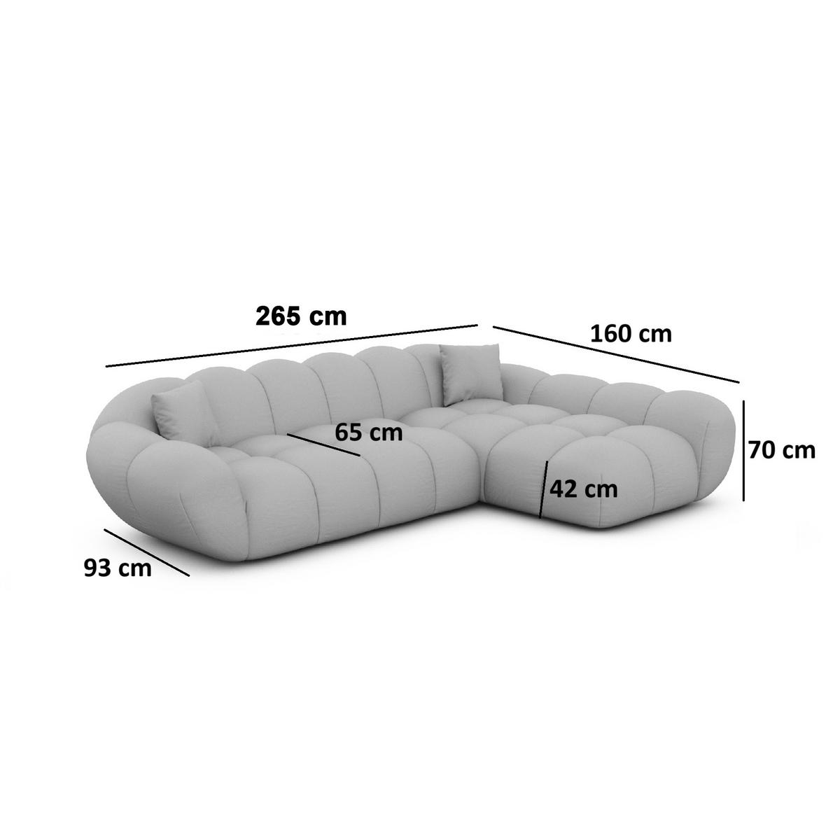 ECKSOFA Liva Dunkelgrau Kunstleder L-Form Rechts - Dunkelgrau, Kunststoff (160/265cm) - VAROYAL