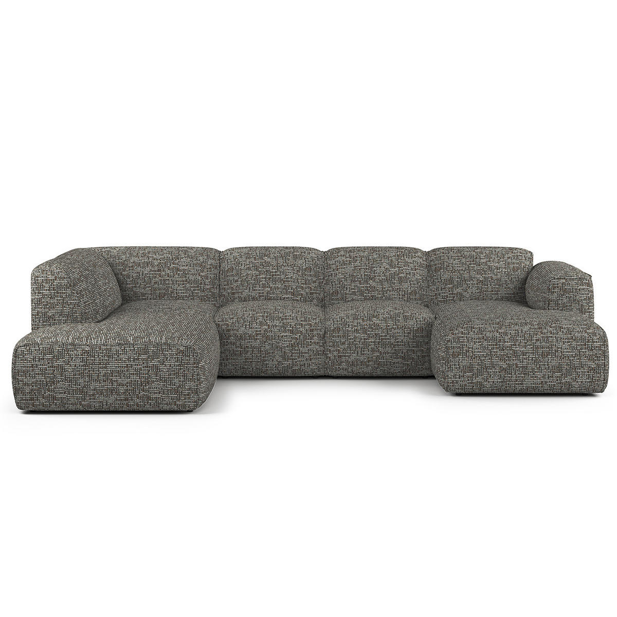 WOHNLANDSCHAFT mit Longchair - Schwarz/Grau, Kunststoff/Textil (325/71/235cm) - home24