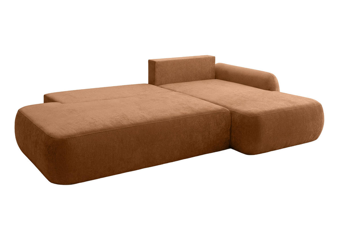 ECKSOFA Mit Schlaffunktion Und Bettkasten, Velvet-Stoff Vena, Honigfarbe, Rechts, HELA I - Honig, Holz (302/184cm) - Kaiser Möbel