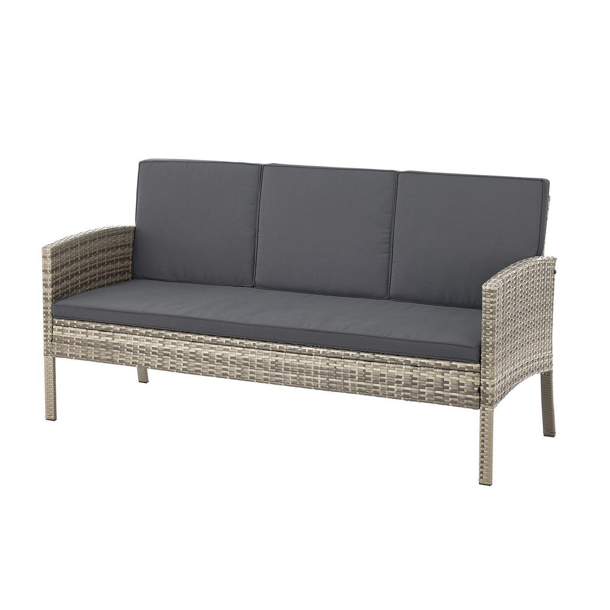 SITZGRUPPE Turin dunkelgrau Polyrattan inkl. Abdeckung - Grau, Kunststoff - Juskys