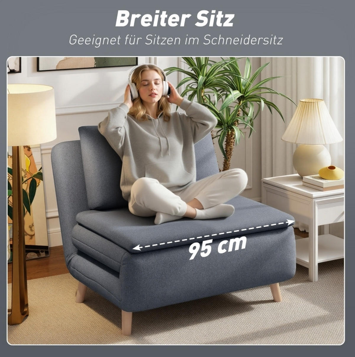 SCHLAFSESSEL 191/95/28 cm Grau aus Polyester mit Klick-Klack-Funktion - Grau, Textil (90/80/95cm) - OKWISH
