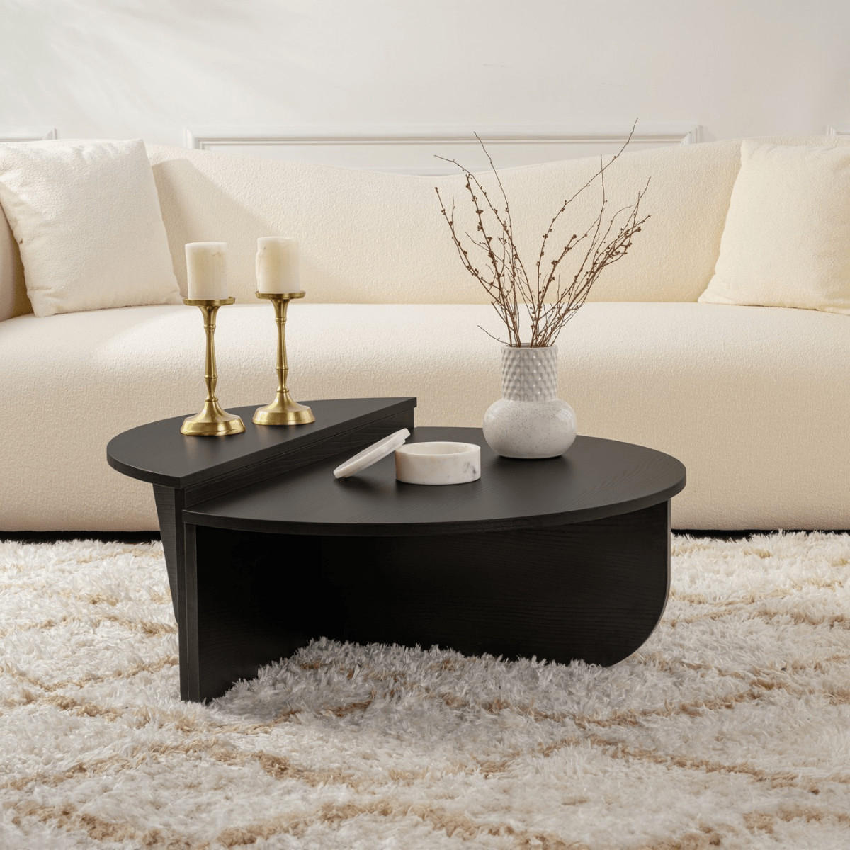 COUCHTISCH 2-teilig - Schwarz - ALOEVA - Schwarz, Holz (90/60/30cm) - Vente-Unique