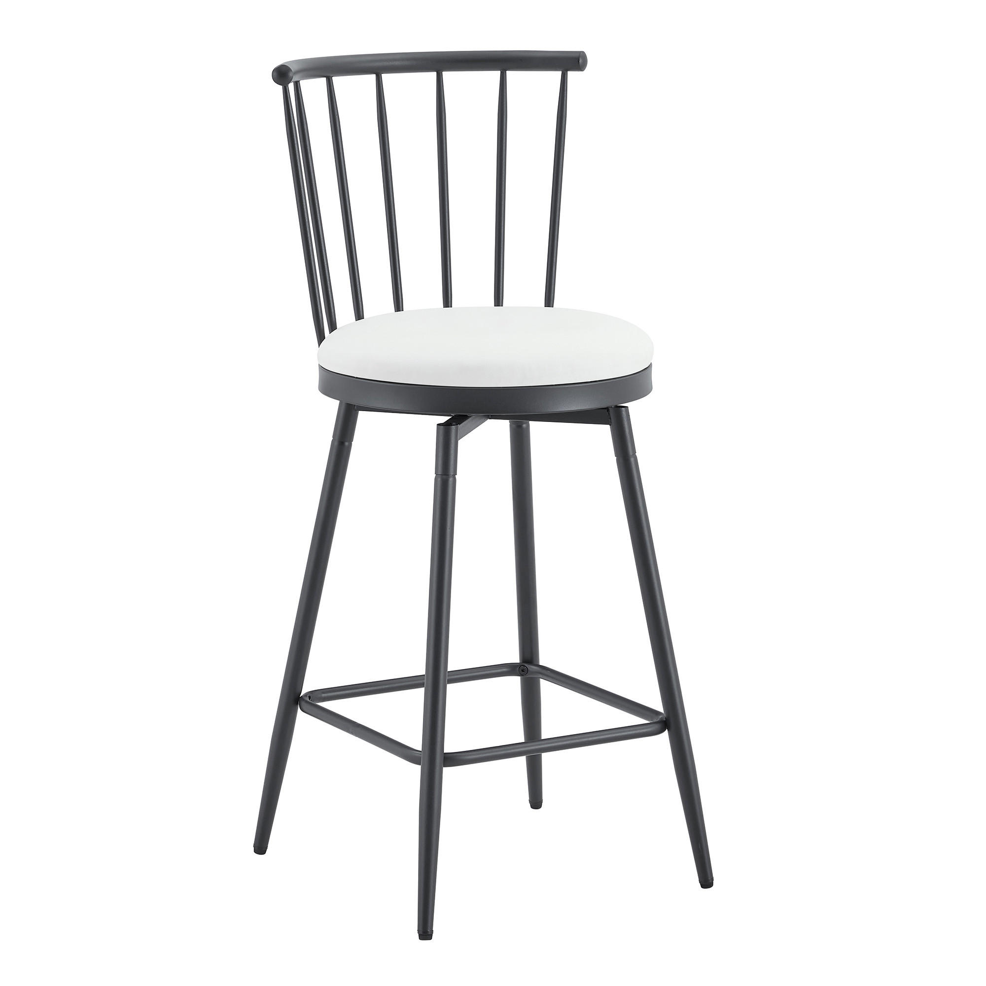 BARHOCKER DE-36667 2er Set mit PU-Bezug und Metallgestell Weiß - Weiß, Metall (39/96/39cm) - ComfortXL